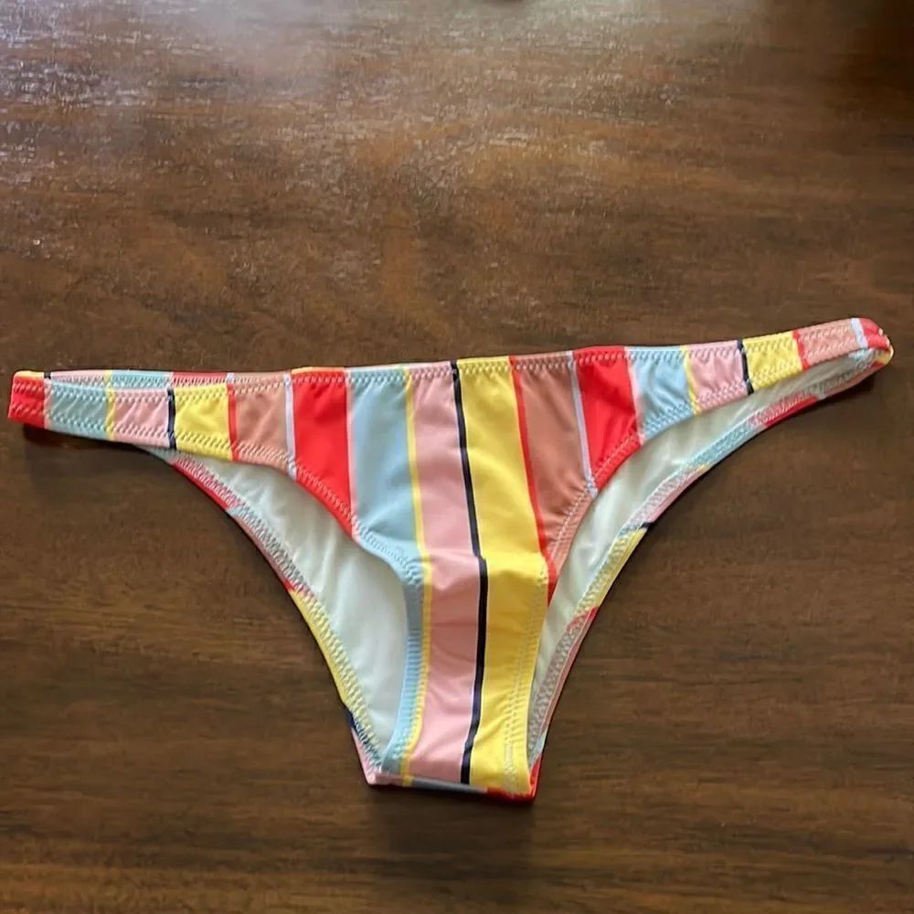 Solid and Striped Multicolored Swimsuit Bottom